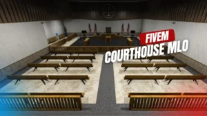 Witness stands and jury box in Courthouse MLO for FiveM courtroom RP