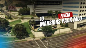 "Mansion party setup with rooftop and jacuzzi in FiveM RP server"