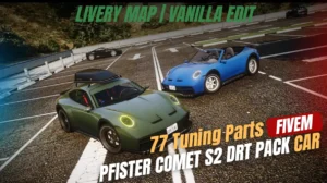 Pfister Comet S2 DRT Pack FiveM custom sports car mod with 77 tuning parts