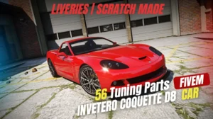 Invetero Coquette D8 FiveM mod with 56 tuning parts and upgrades