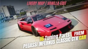 Pegassi Infernus Classic CTX FiveM supercar mod with 16 tuning parts
