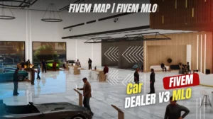 Car Dealer V3 MLO FiveM custom modern car showroom RP interior