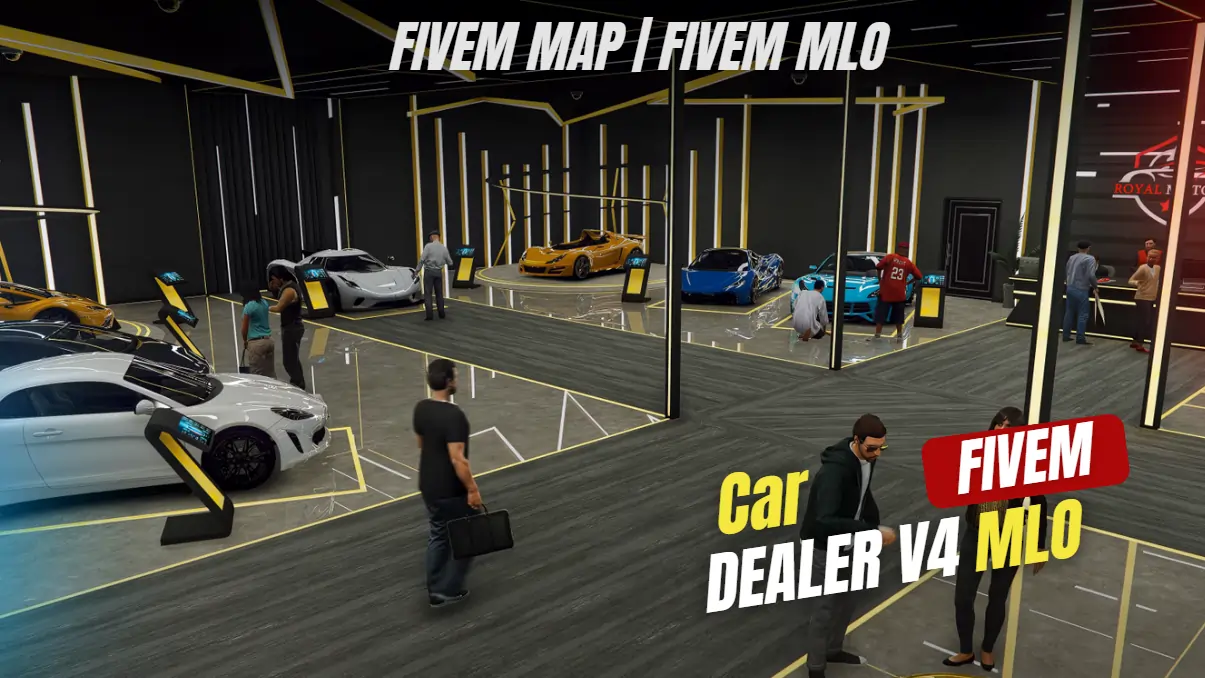 Car Dealer V4 MLO FiveM custom luxury car showroom RP interior